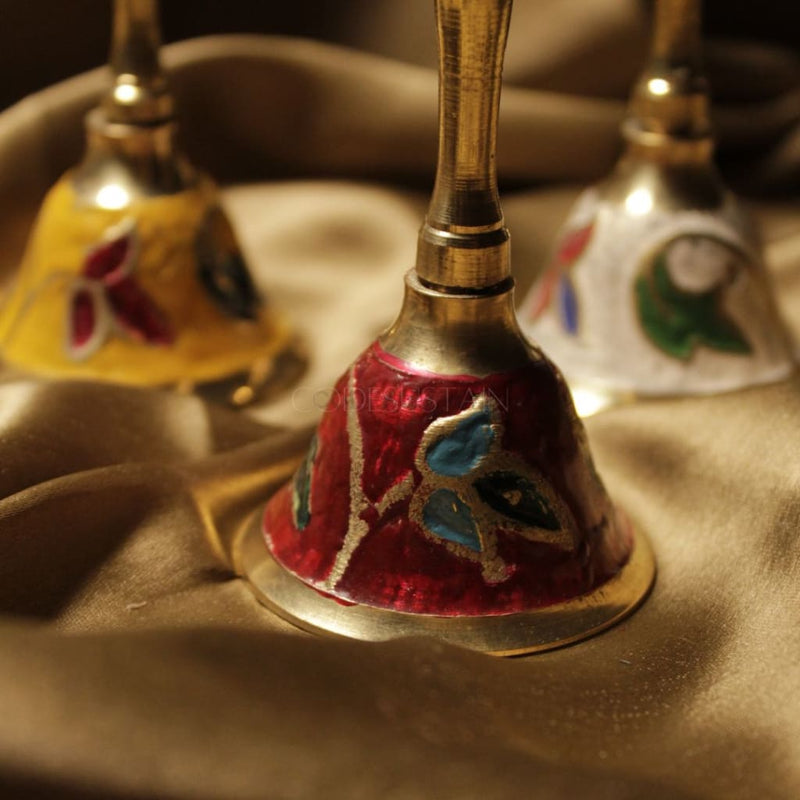 Traditional Brass Bell | Golden Finish Hand For Home Temple