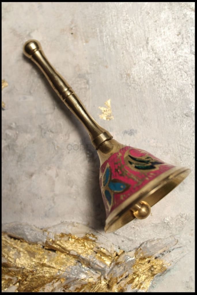 Traditional Brass Bell | Golden Finish Brass Hand Bell For Home, Temple - Codesustain