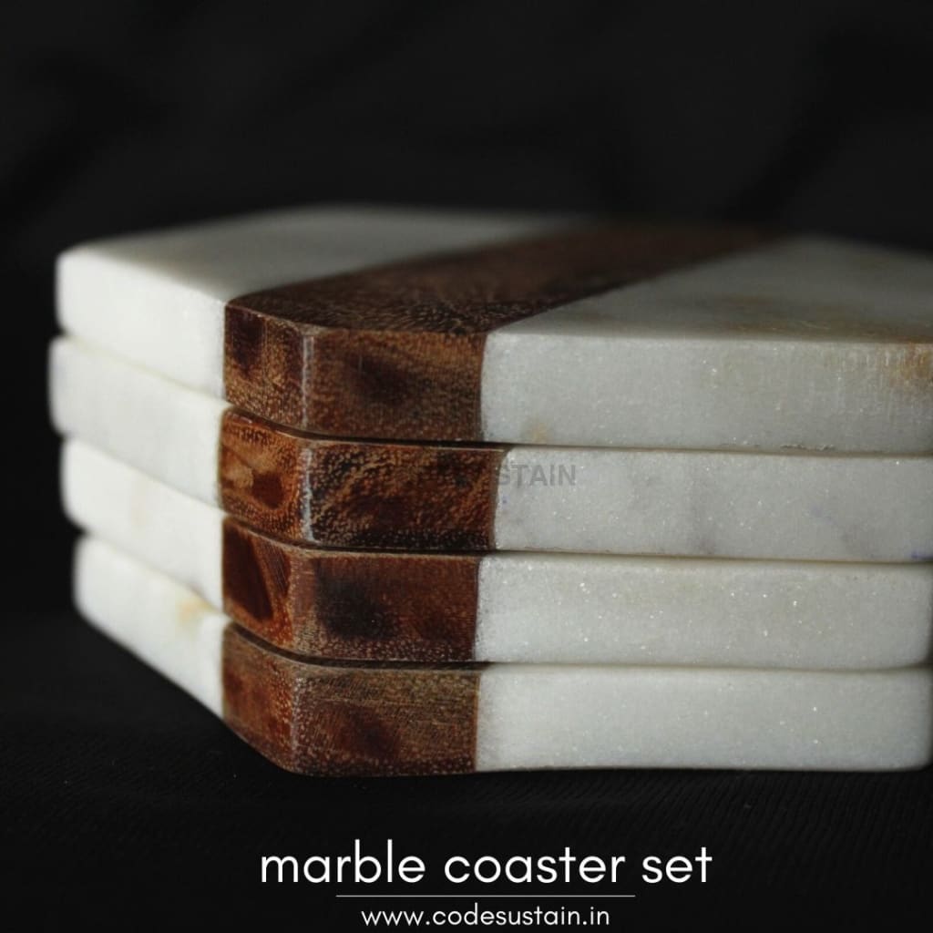 Marble Hexagon Handcrafted Coaster | Luxury Coasters (Set Of 4)