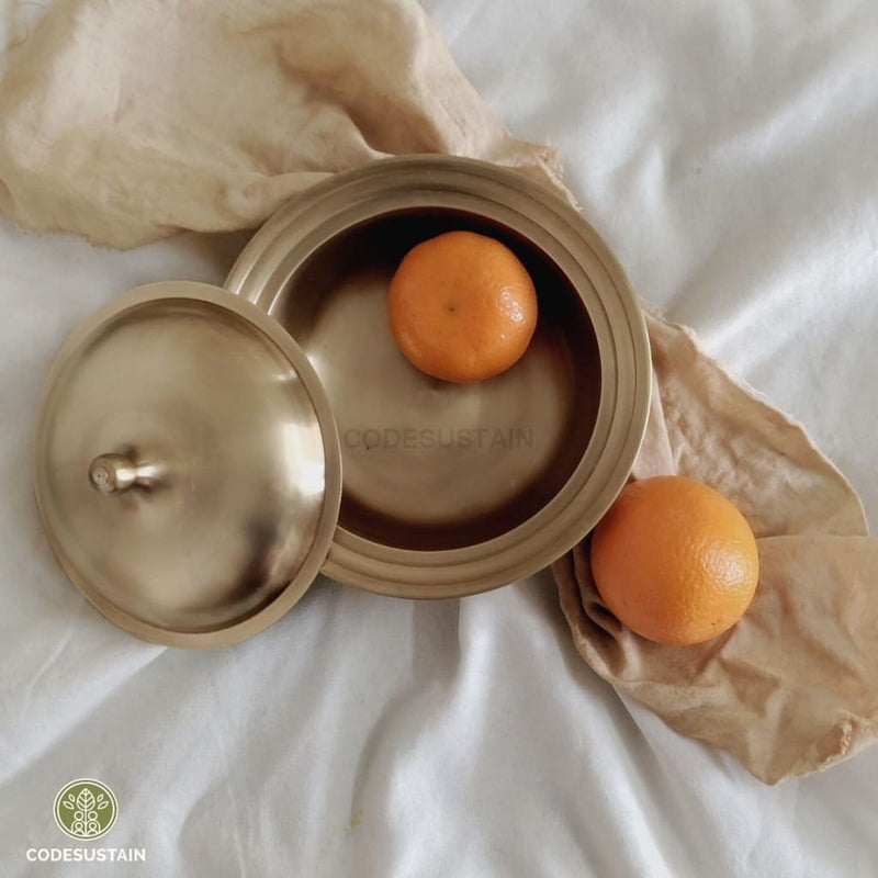 Ays Antique Kansa Serving Bowl | Bronze Dinner Multi-Purpose With Lid Serveware