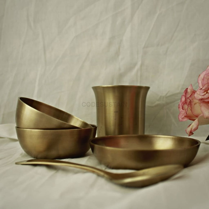 Antique Kansa Thali Set | Bronze Handmade Serveware
