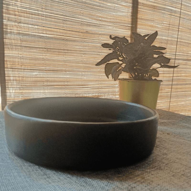 Longpi Black Pottery All purpose Serving Bowl l Pasta Bowl l Curry Bowl l 9.5 inches - Codesustain