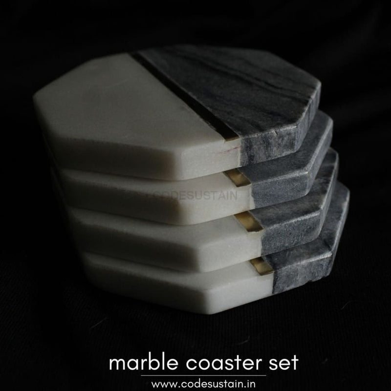 Marble Octagon Coasters Handcrafted Coaster | Luxury (Set Of 4) Set 4