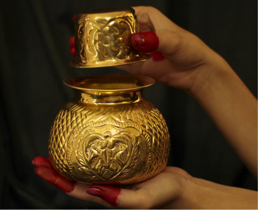 Auspicious Gold Brass Kalash - Elegance for Spiritual Spaces | Welcome Prosperity & Abundance