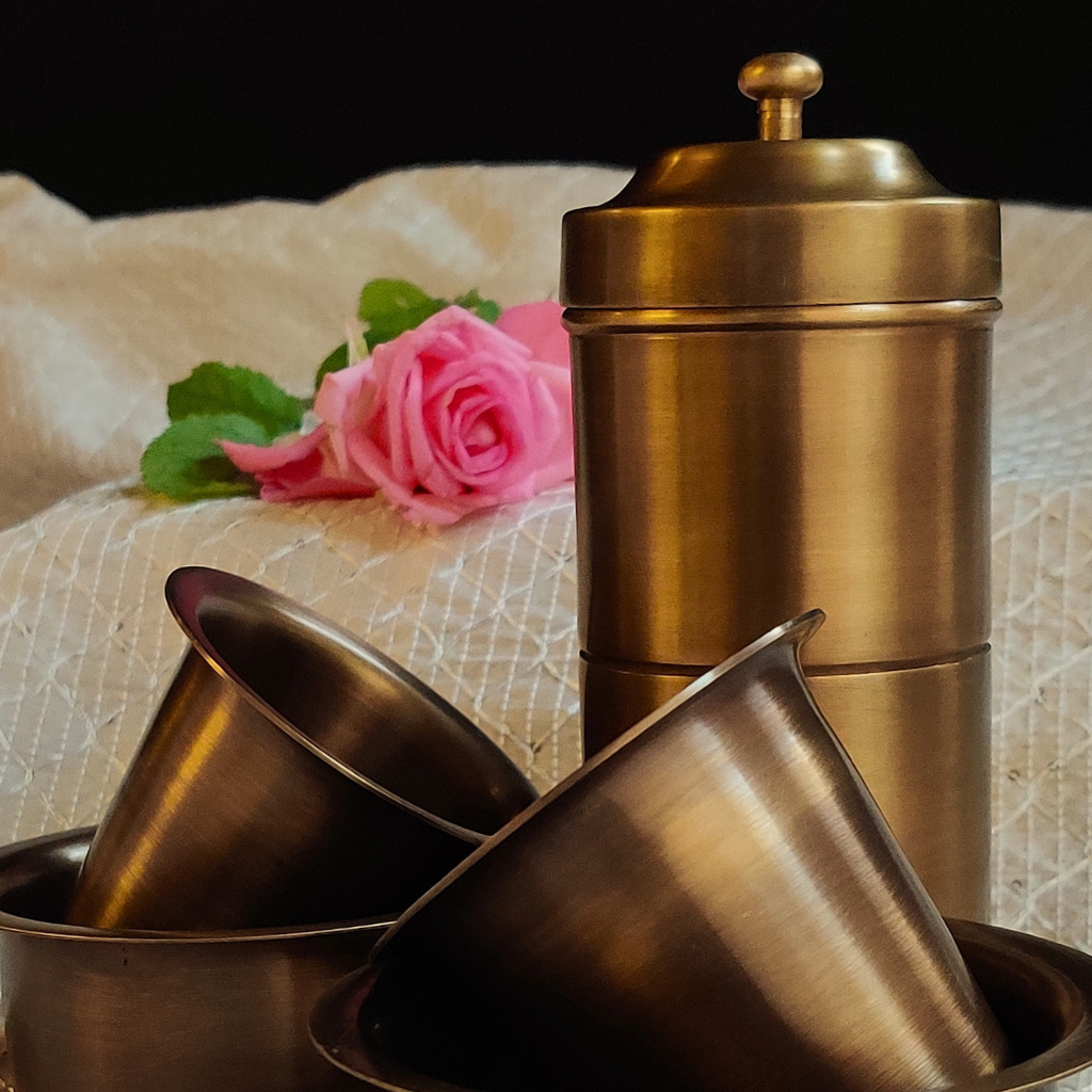 Handmade Brass Coffee Filter with Davara Set | Coffee Set