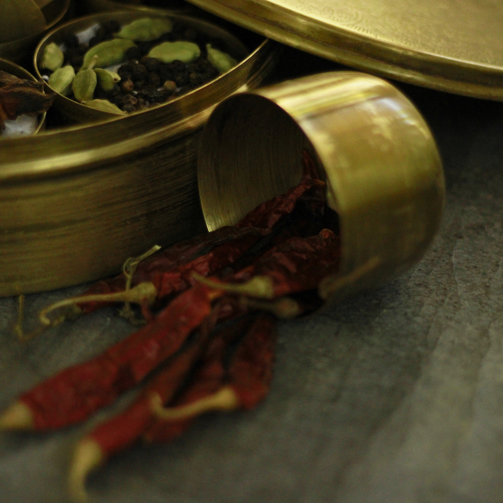 Antique Brass Masala Box | Brass Spice Box | Anjarai Petti with gift box