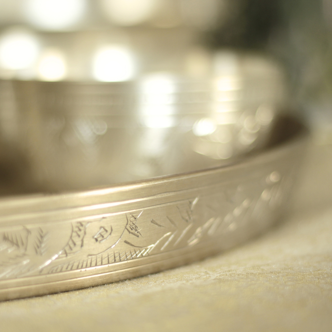 Engraved Pure Silver Plated Kansa Thali Set – Elegant Gift for Festive & Wedding Occasions