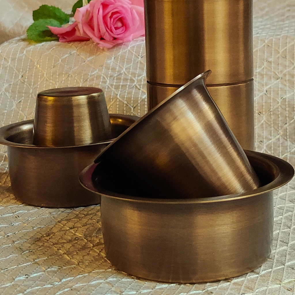 Handmade Brass Coffee Filter with Davara Set | Coffee Set