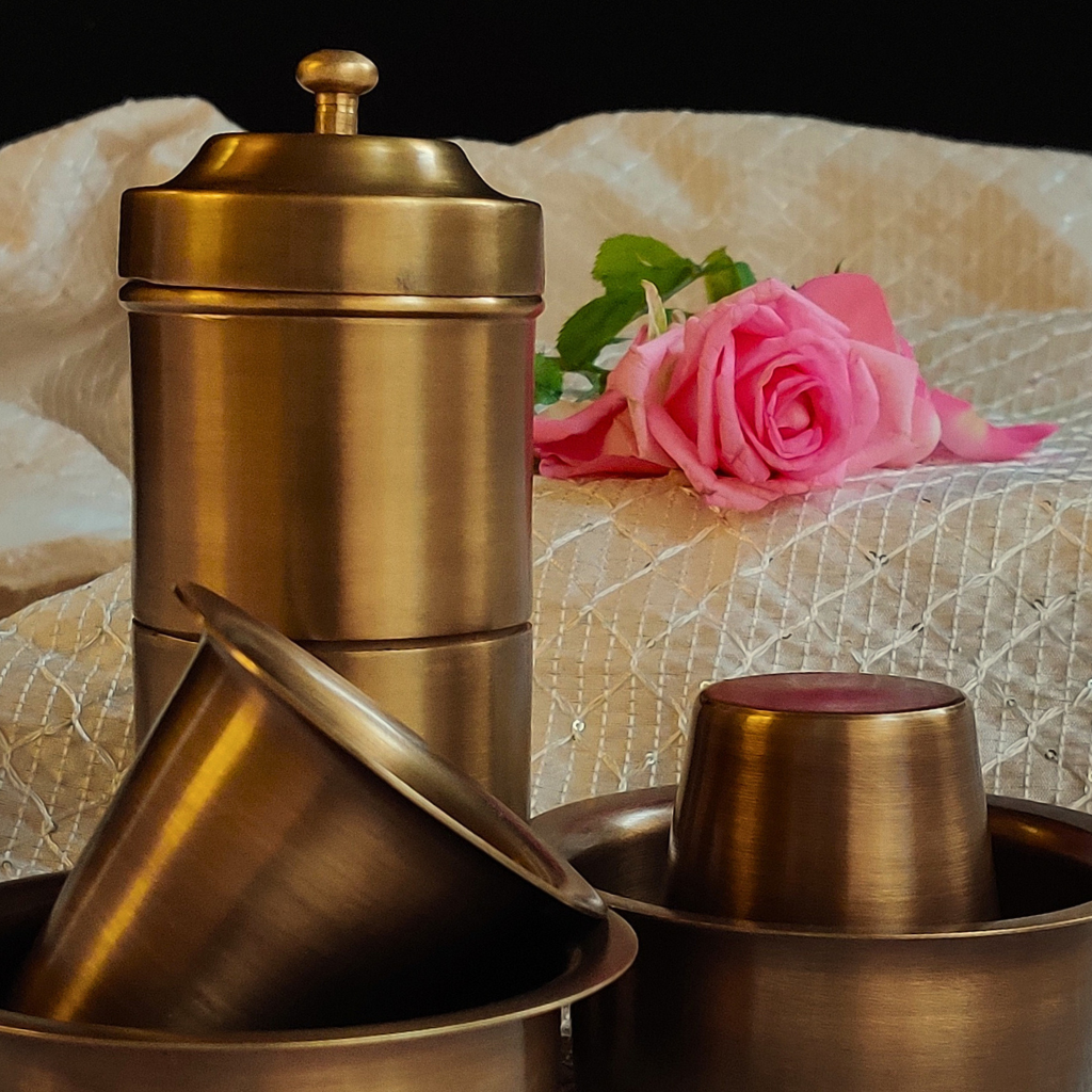 Handmade Brass Coffee Filter with Davara Set | Coffee Set