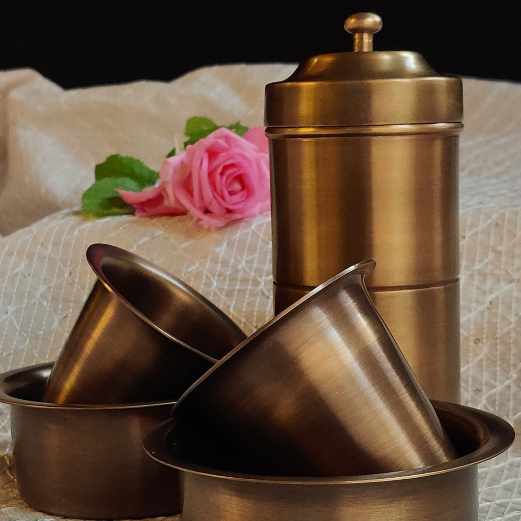 Handmade Brass Coffee Filter with Davara Set | Coffee Set