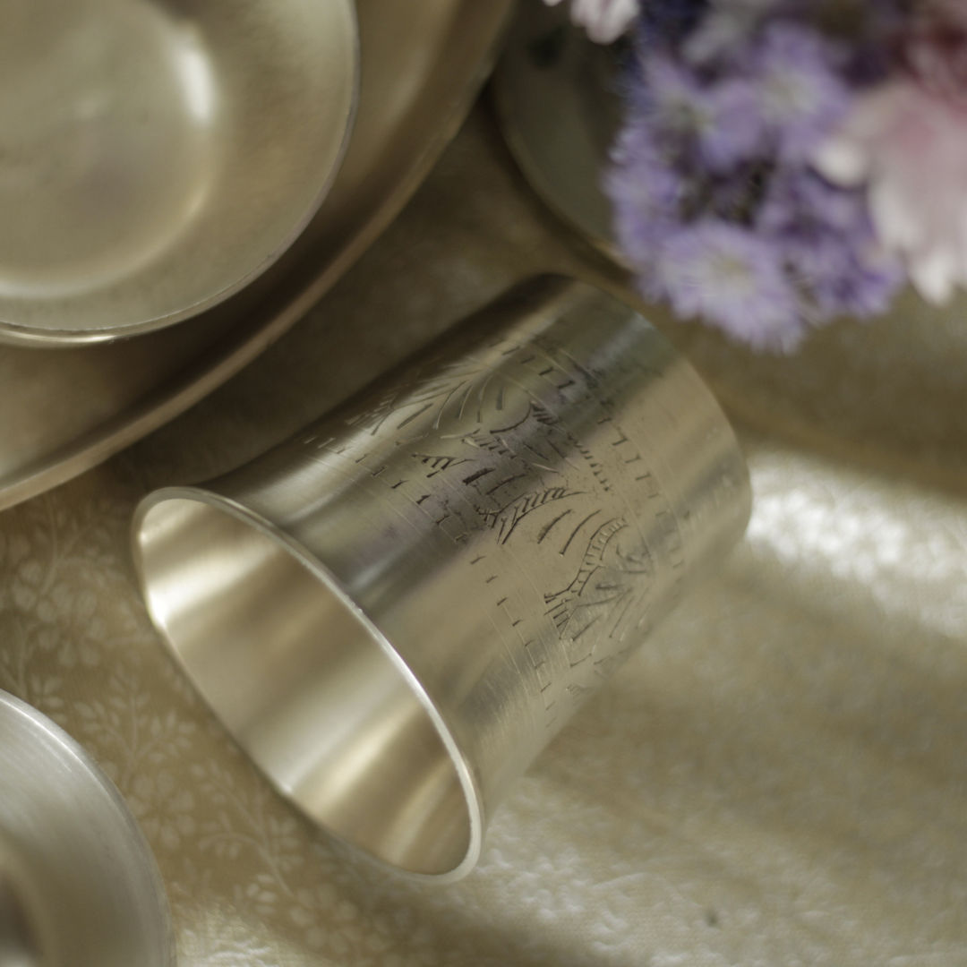 Engraved Pure Silver Plated Kansa Thali Set – Elegant Gift for Festive & Wedding Occasions