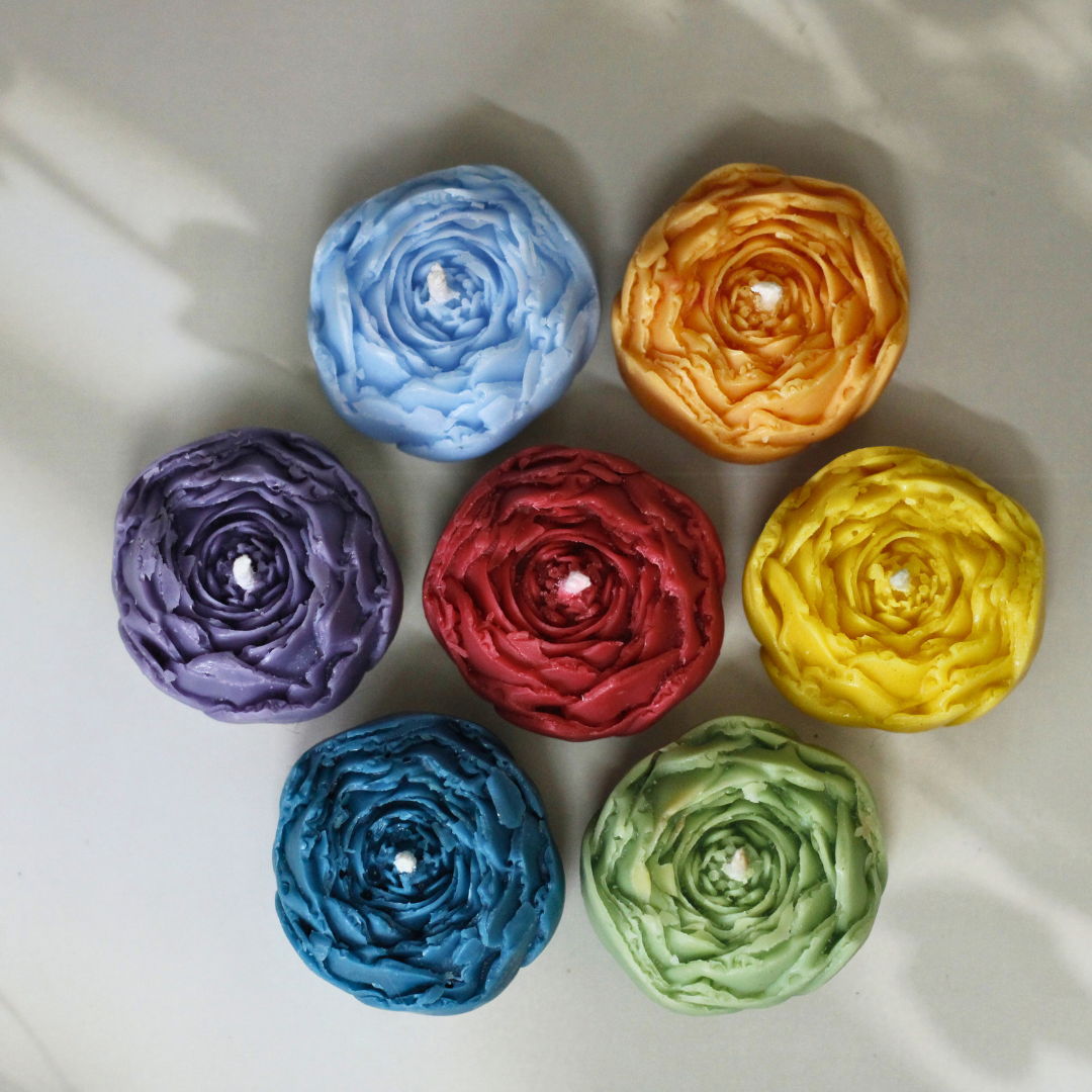 7 Chakra Hand poured Soy Rosebuds Candle Kit - Bring Calm & Abundance