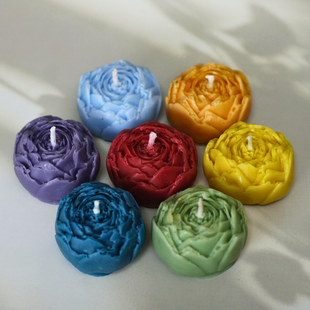 7 Chakra Hand poured Soy Rosebuds Candle Kit - Bring Calm & Abundance