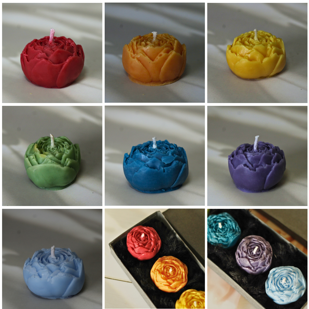 7 Chakra Hand poured Soy Rosebuds Candle Kit - Bring Calm & Abundance