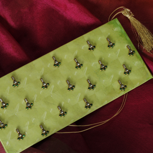 Kundan Harit 3D Shagun Envelope – Bright Green Handcrafted Cash Lifafa