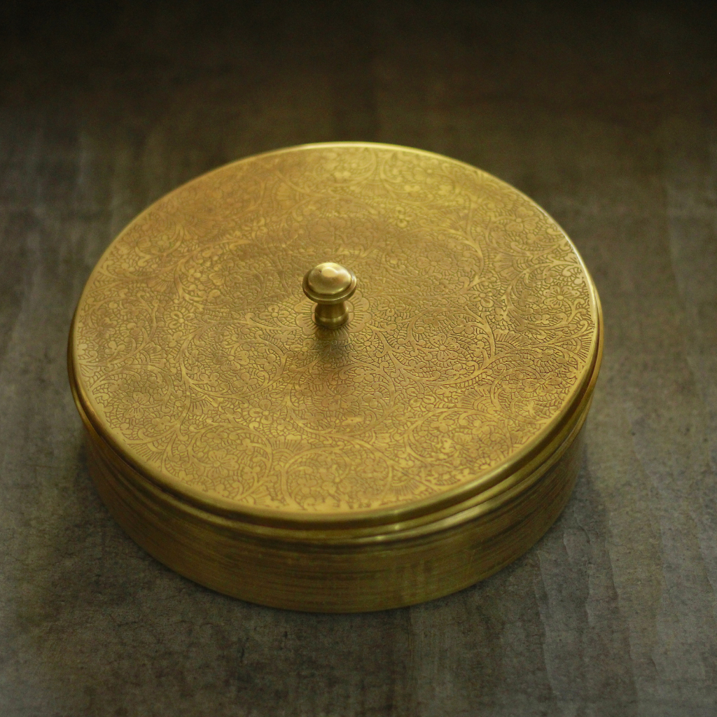 Antique Brass Masala Box | Brass Spice Box | Anjarai Petti with gift box