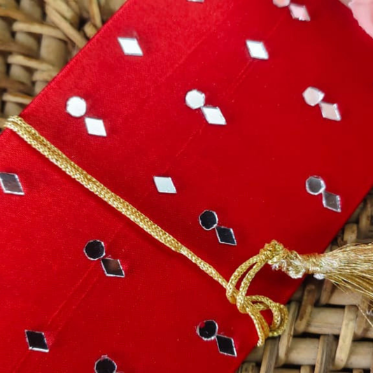 Sindoori Silk Shagun Lifafa – Bright Red Kundan Envelope
