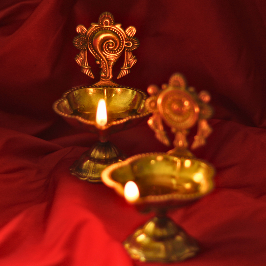 Divine Brass Shankh Chakra Diyas for Home Temple (set of 2) | Invite Prosperity