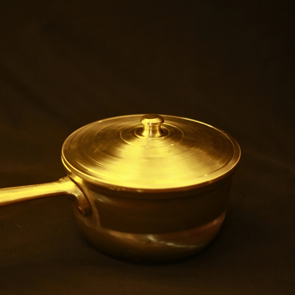 Traditional Bronze Sauce Pan | Kansa Milk Pan with lid