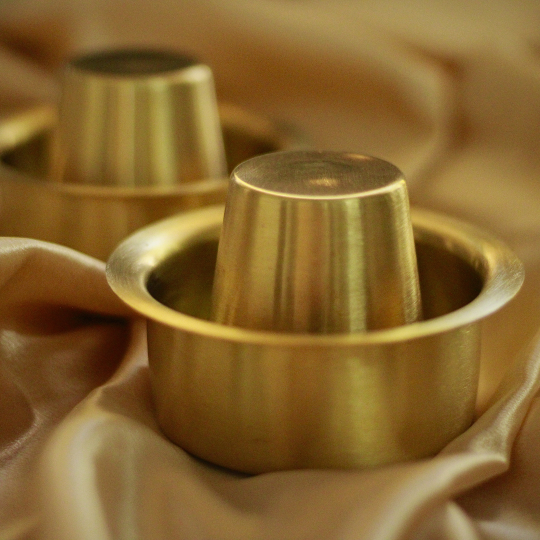 Handmade Brass Coffee Davara Set | Filter Coffee Cups with gift box