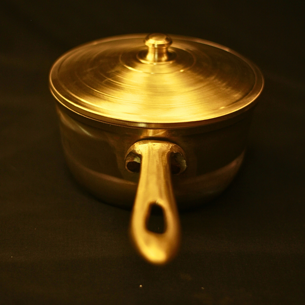 Traditional Bronze Sauce Pan | Kansa Milk Pan with lid