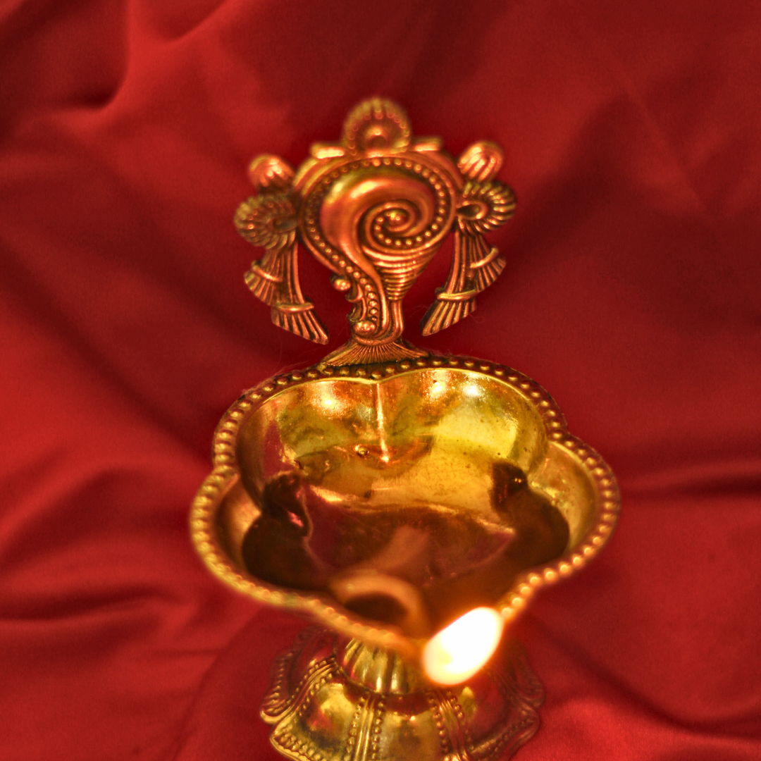 Divine Brass Shankh Chakra Diyas for Home Temple (set of 2) | Invite Prosperity