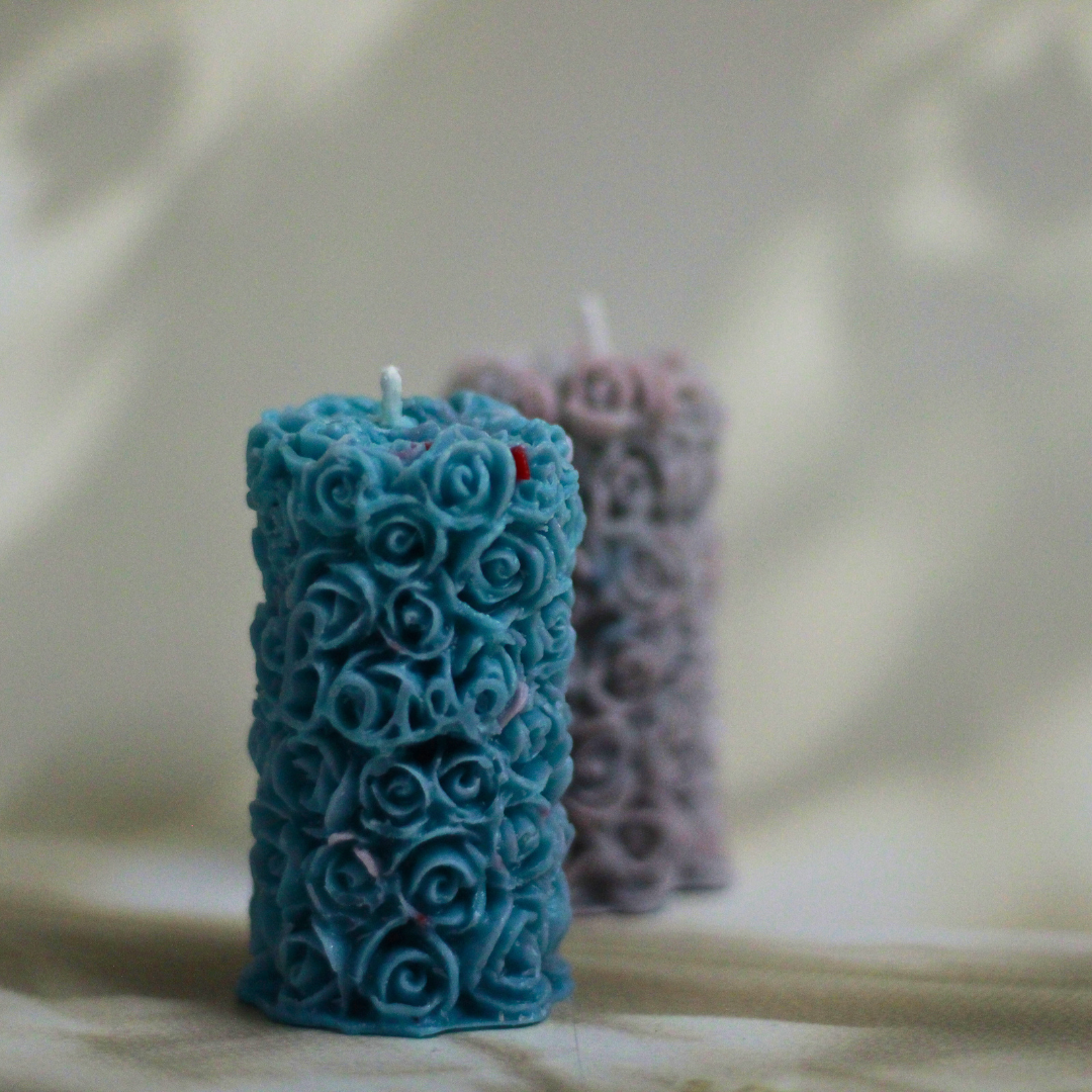 Hand poured Soy Wax Rose Pillar Candle | Elegant Home Decor