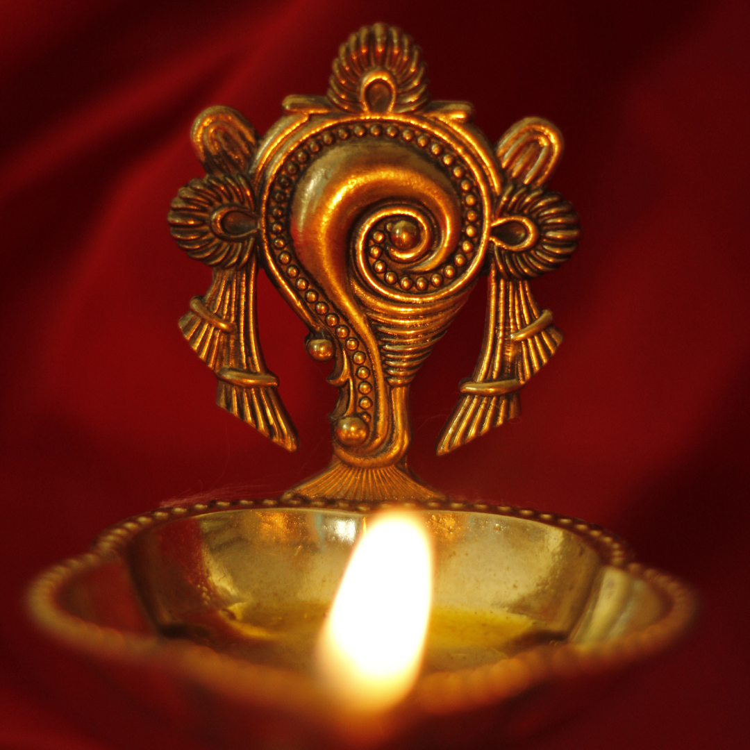 Divine Brass Shankh Chakra Diyas for Home Temple (set of 2) | Invite Prosperity