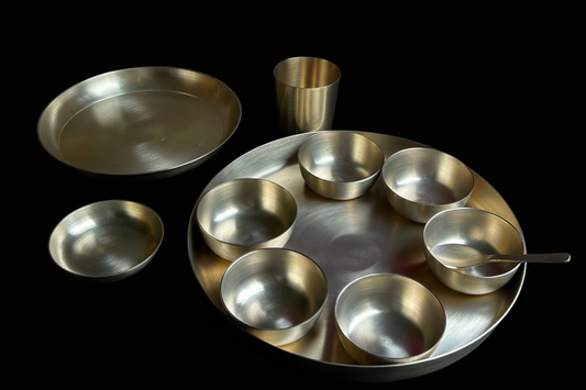 Jumbo Maharaja Kansa Thali Set | Original Kansa Thali Set | Luxury Bronze Thali Set (1 person set -11 pcs)