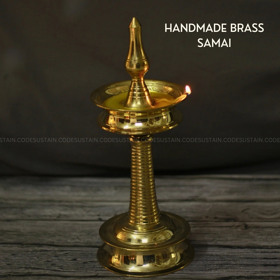 Divine Handmade Brass Samai | Nilavilakku | Large Diya