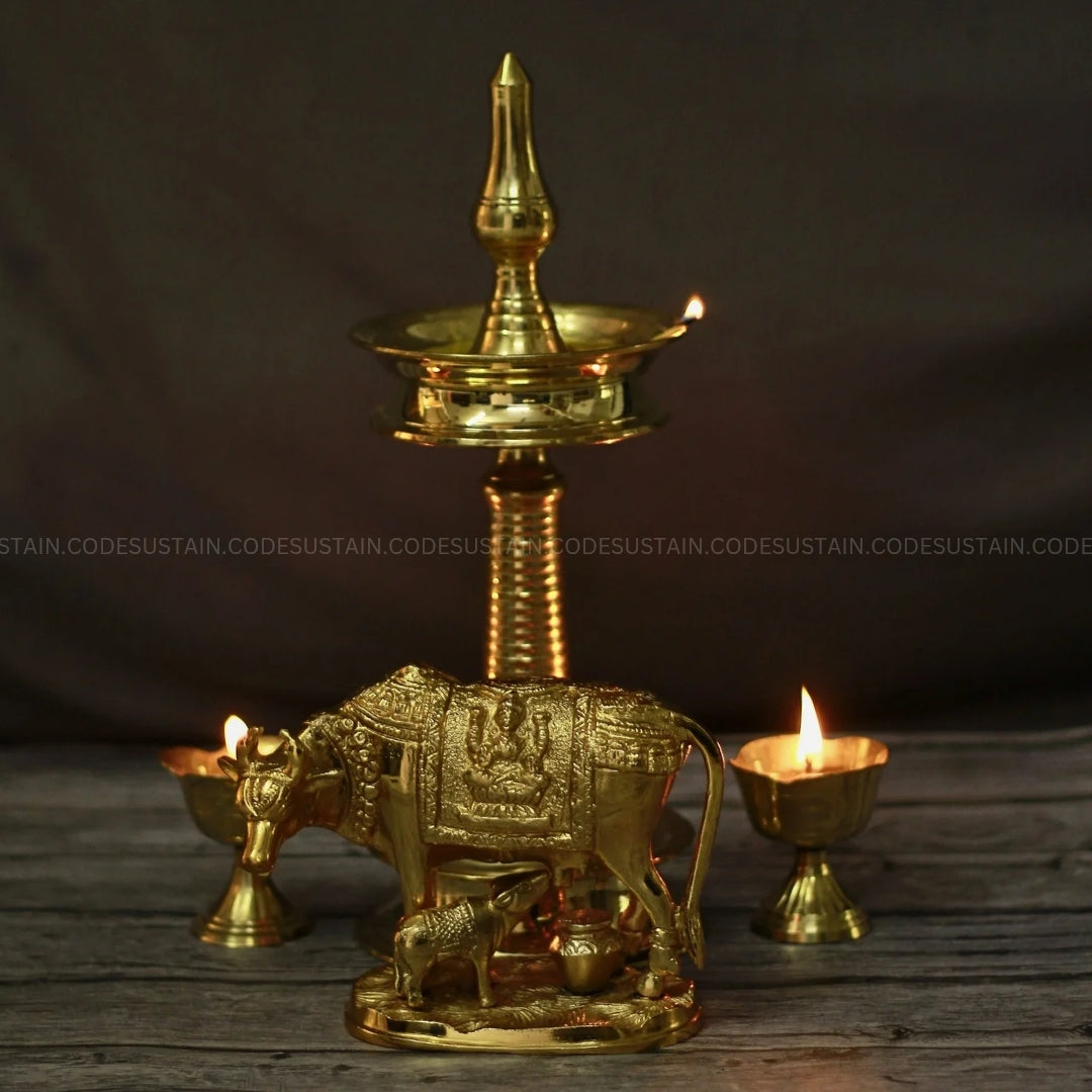 Divine Handmade Brass Samai | Nilavilakku | Large Diya