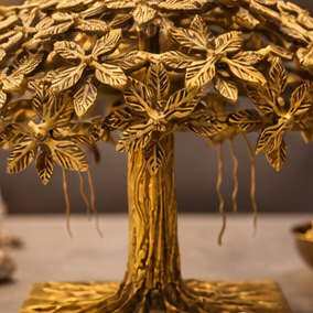 Antique Gold Brass Standing KalpaVriksha - Large Tree of Life | Pure Superfine Brass -9.3 kgs | Invite Prosperity & Growth