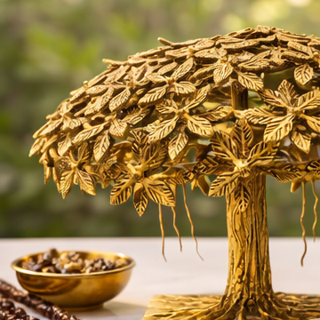 Antique Gold Brass Standing KalpaVriksha - Large Tree of Life | Handcrafted Superfine Brass | Invite Prosperity & Abundance | 9.2 kgs