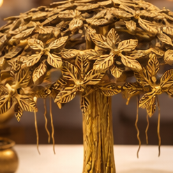 Antique Gold Brass Standing KalpaVriksha - Large Tree of Life | Pure Superfine Brass -9.3 kgs | Invite Prosperity & Growth