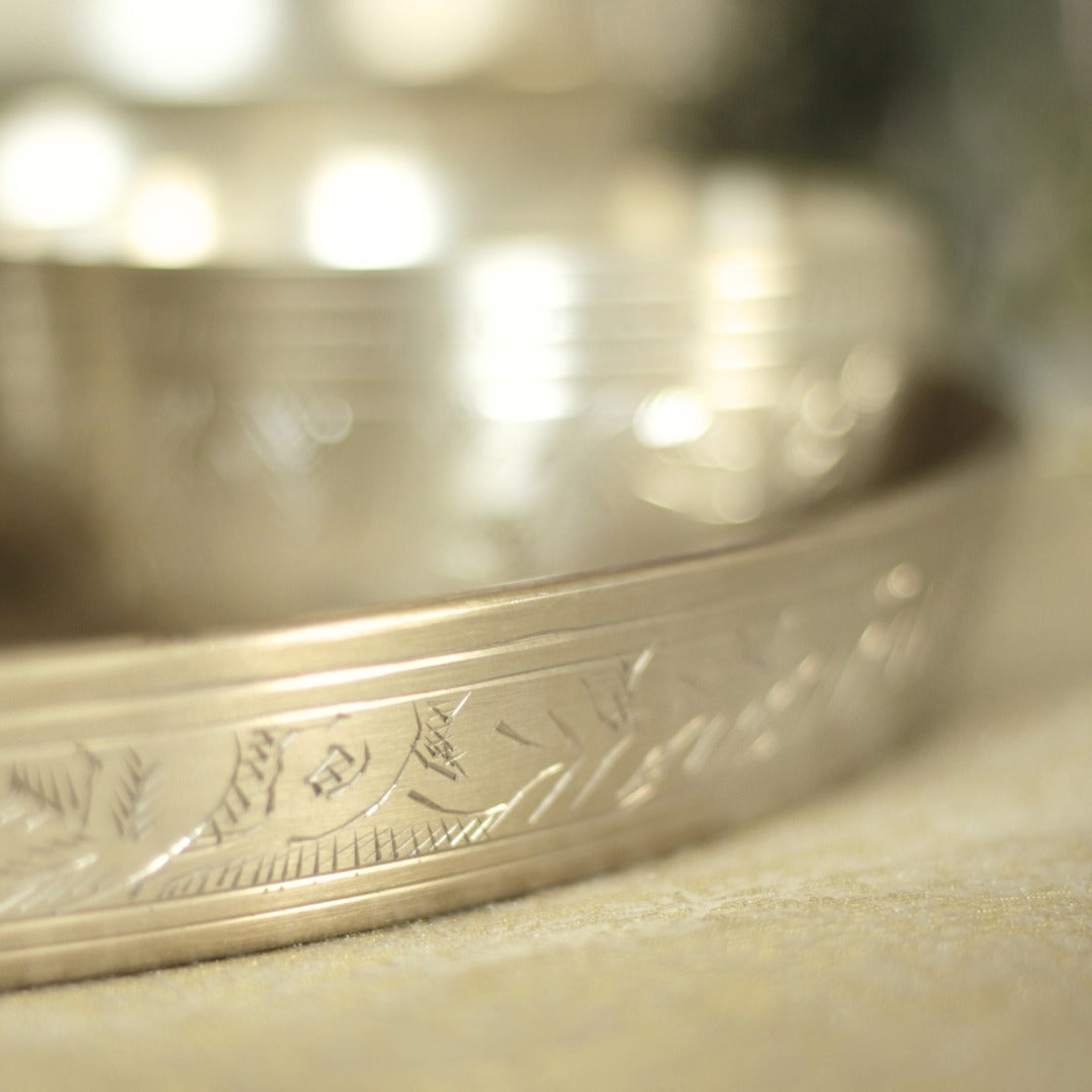 Engraved Pure Silver Plated Kansa Thali Set – Elegant Gift for Festive & Wedding Occasions