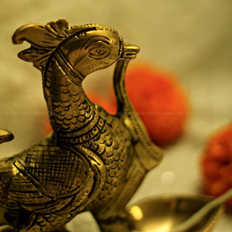 Antique Brass Bird Lamp Home Decor