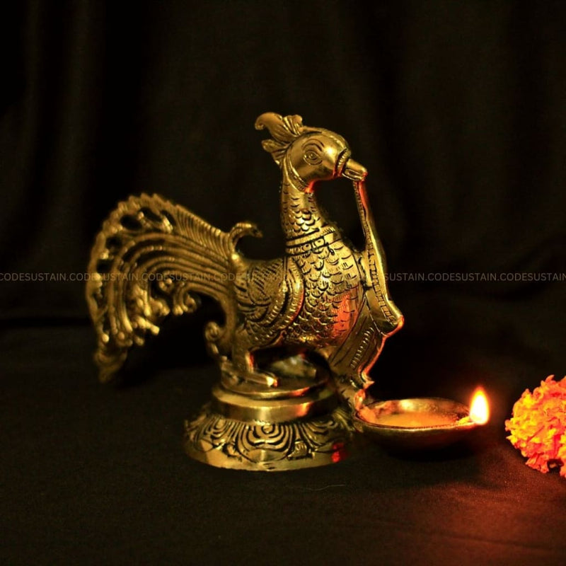 Antique Brass Bird Lamp Home Decor