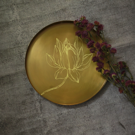Antique Malabar Brass starter Plate | Gift Box Dessert Plate