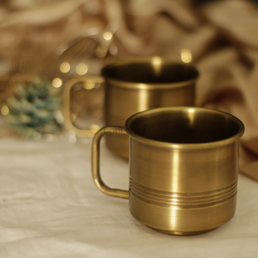 Antique Ribbed Brass Cup Serveware