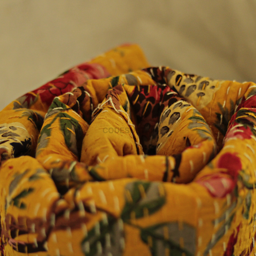 Kosa Bohemian Hand Block Printed Cotton Quilt | Razai - Vibrant Yellow Leopard Print