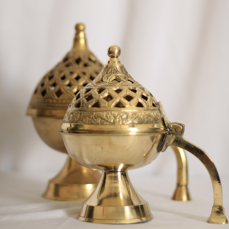Veda Brass Dhuni | Gold Home Purifying Loban Lamp Compact