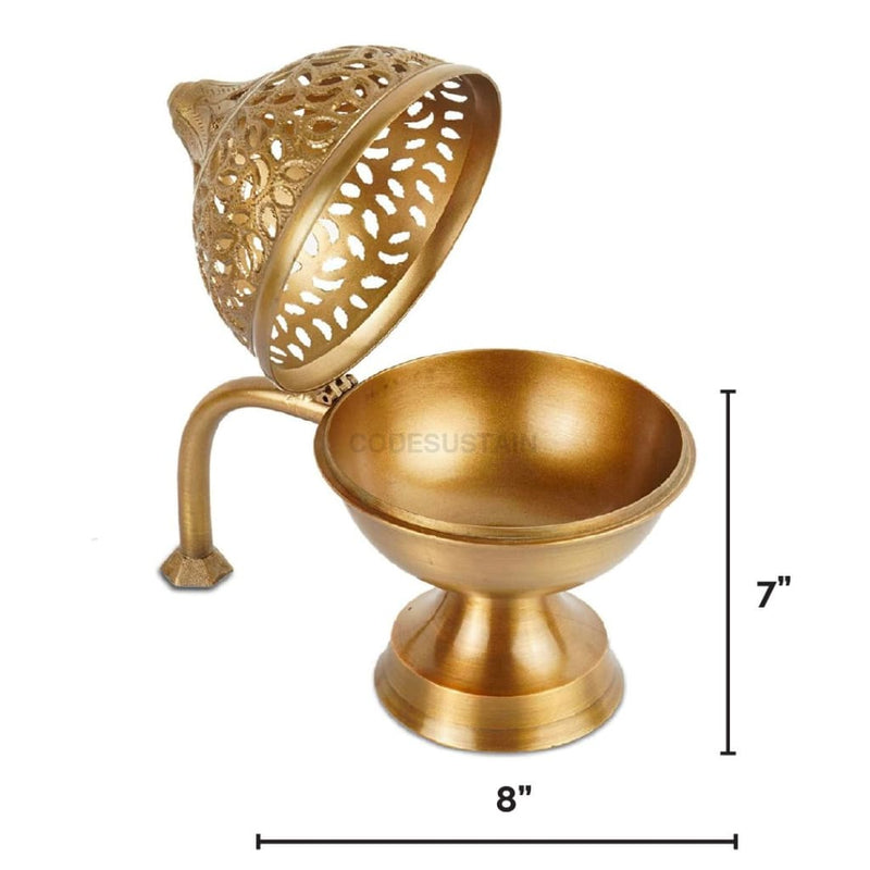 Veda Brass Dhuni | Gold Home Purifying Loban Lamp - Codesustain