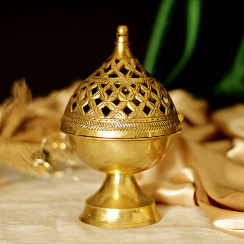Veda Brass Dhuni | Gold Home Purifying Loban Lamp