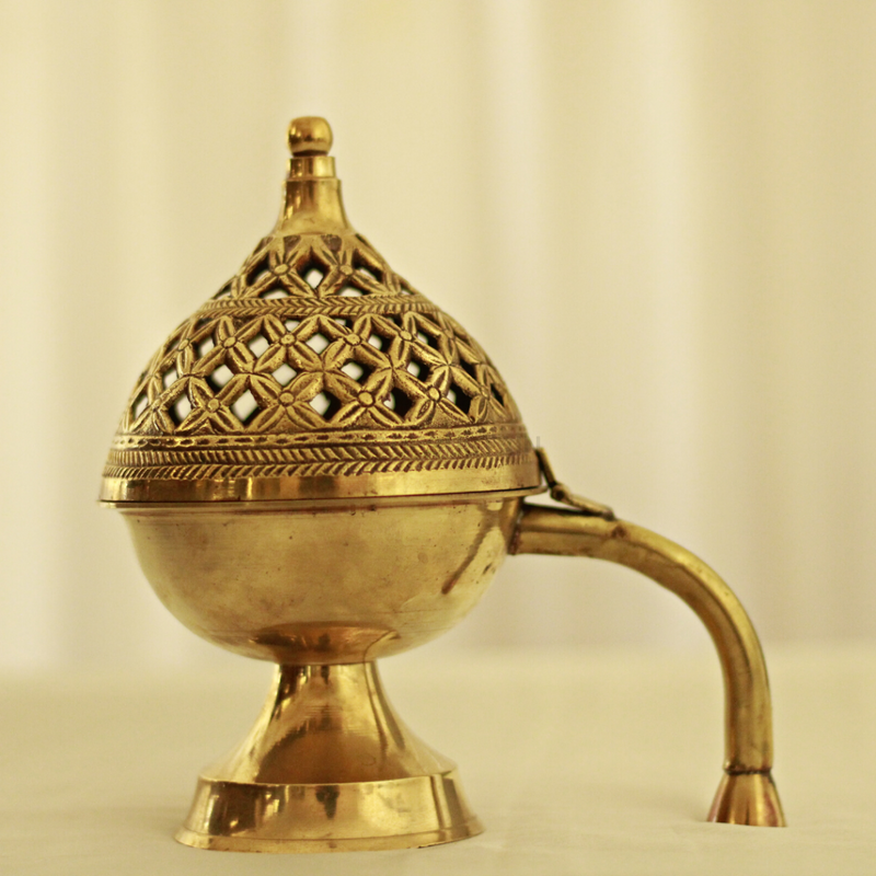 Veda Brass Dhuni | Gold Home Purifying Loban Lamp