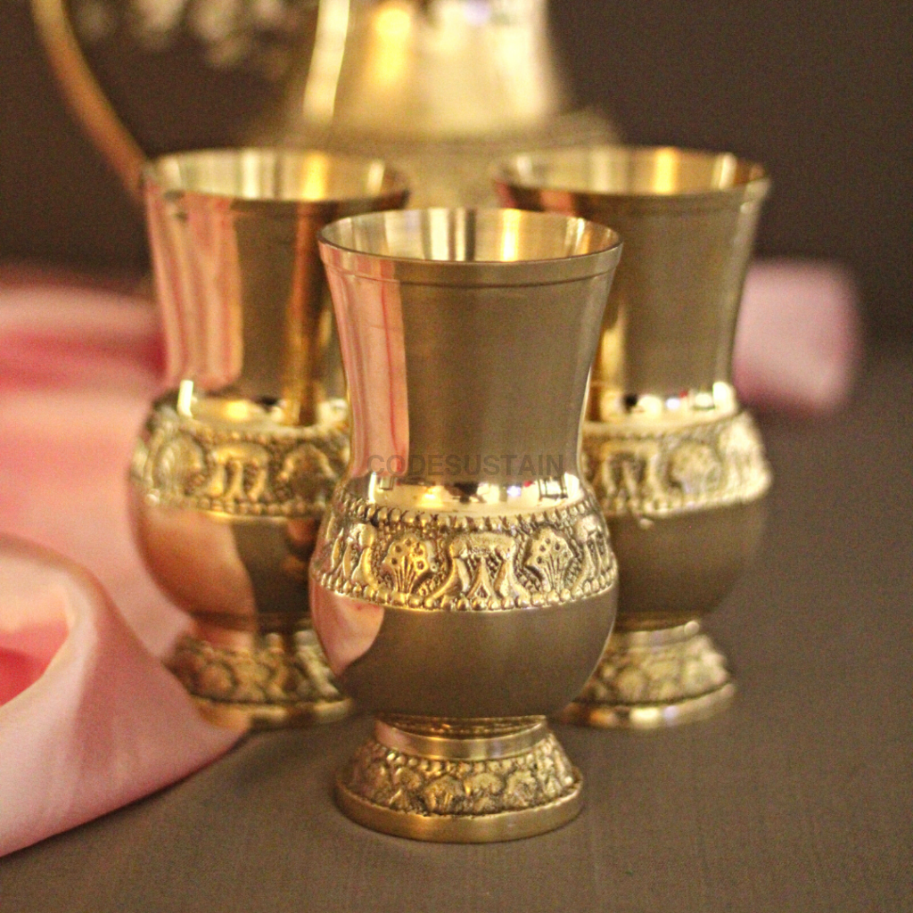 Brass Jug Set | Pital With 6 Glasses & Tray