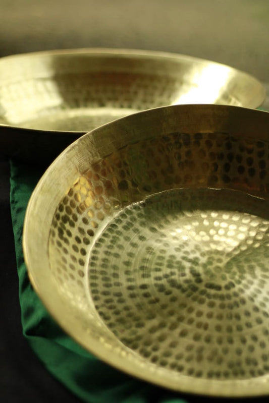 Buy Handmade Brass Paraat Online | Pital Dough Kneading Platter Kitchenware