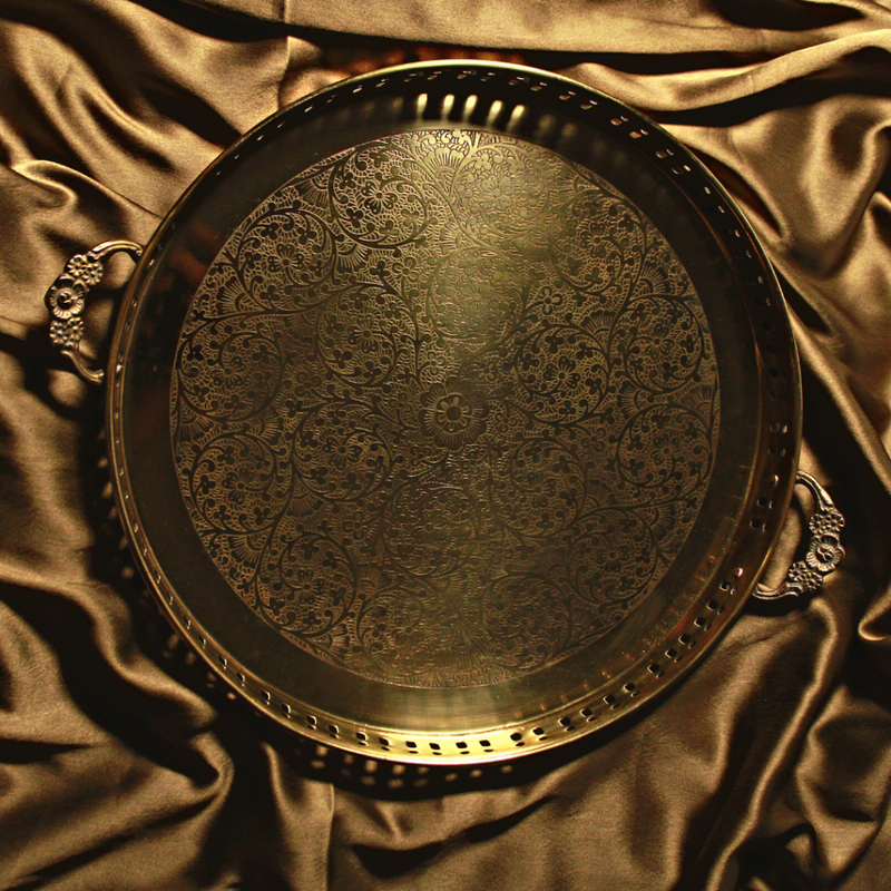 Regal Brass Tray With Handles | 12 Inches