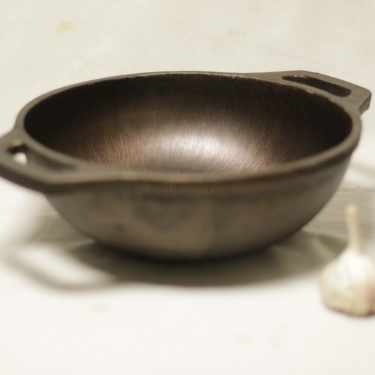 Cast Iron Pre-Seasoned Smooth Kadai | 10 Inch Cookware