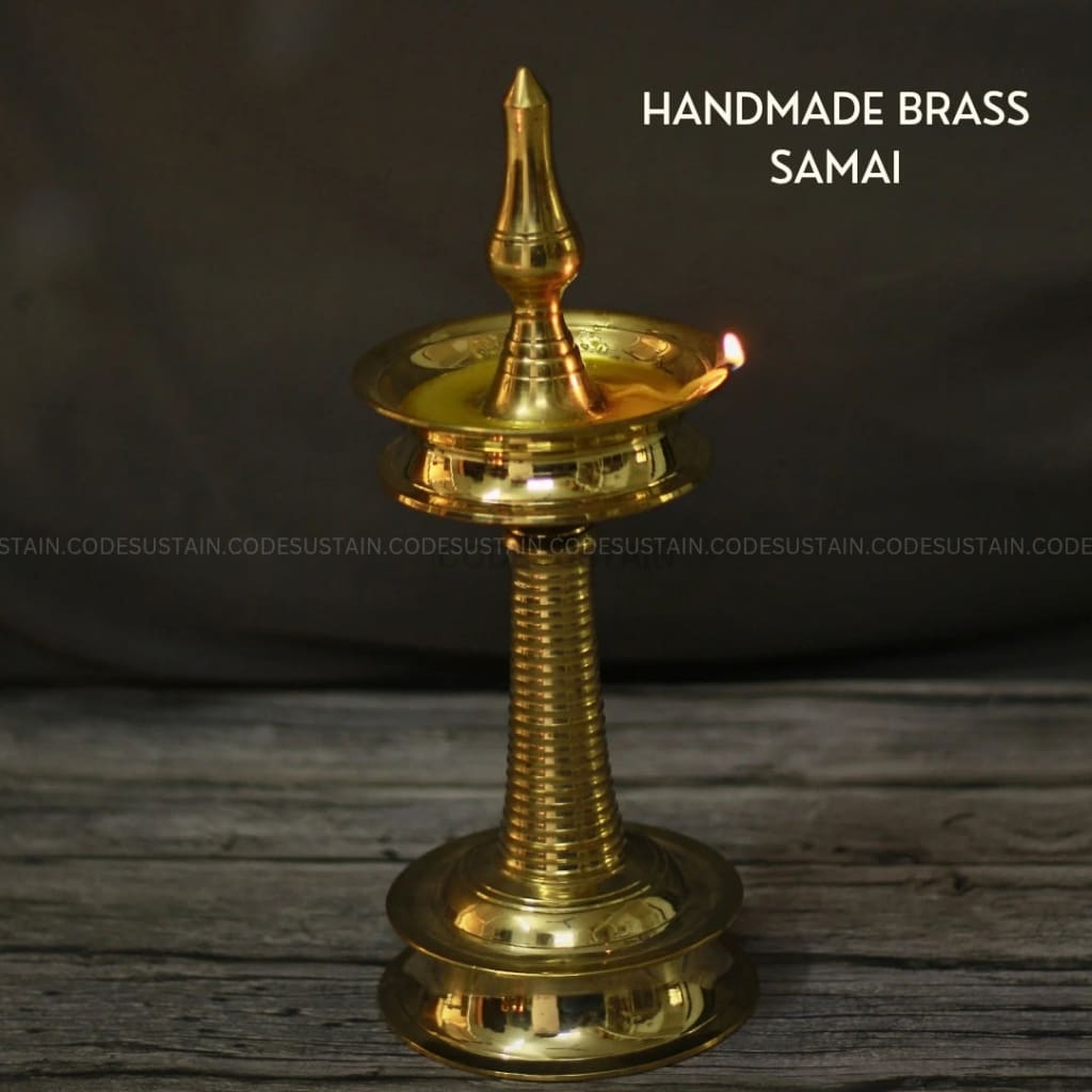 Divine Handmade Brass Samai | Nilavilakku | Large Diya | Gift Box Puja item