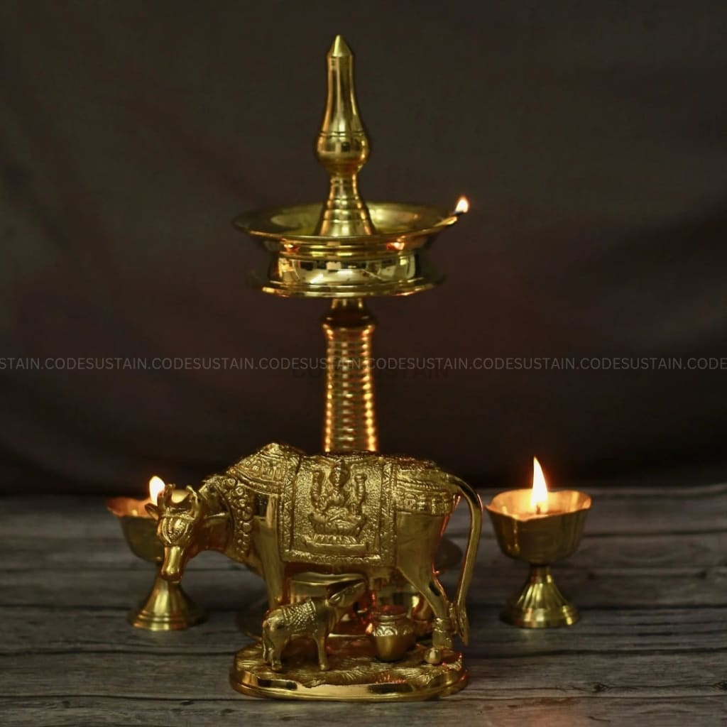 Divine Handmade Brass Samai | Nilavilakku | Large Diya | Gift Box Puja item